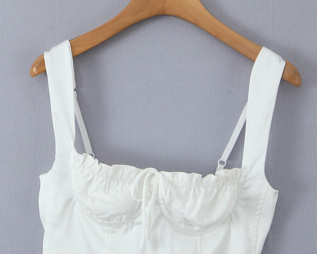 2 Colorway Shoulder Strap Front Lace up Solid Color Casual Fashion Women's Crop tank Tops