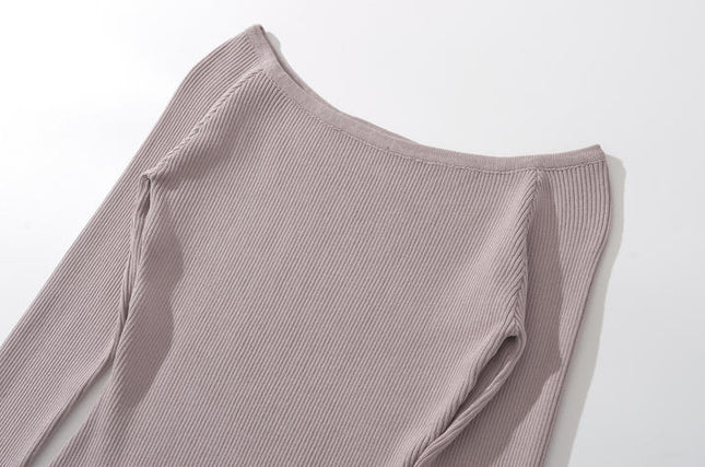 4 Colorway Slash Neck Long Sleeve Solid Color Knitted Casual Fashion Women One Piece Jumpsuit