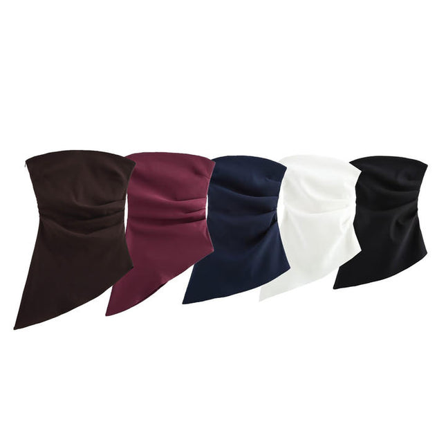 Kadınlar için 5 Colorway asimetrik tasarım düz renk askısız rahat moda üst giyim bluz