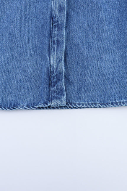 2 Colorway Turn Down Collar Long Sleeve Buttons up Denim Blue Color Casual Fashion Jeans Tops Blouse for Women