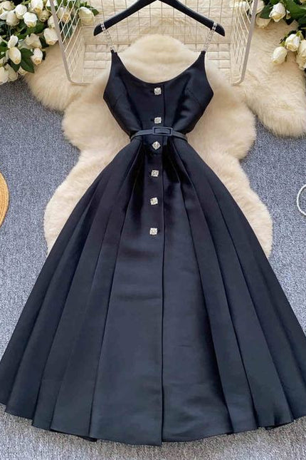 New Design Sense V-neck Backless Retro Solid Color Women's Casual Dress Prom Dress