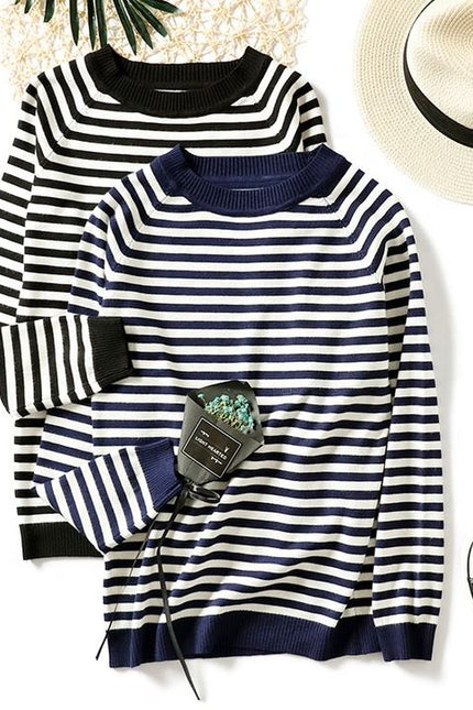 New Style Autumn Winter Women Sweater Striped Vintage Casual Elegant Knit Wear Female Pullovers Tops Korean O-neck Sweaters Lady
