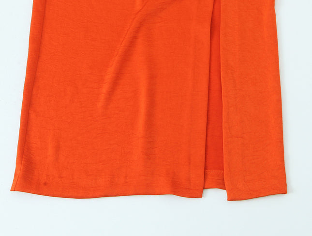 Front Slit Orange Color Sleeveless Casual Fashion Summer Long Dress for Women