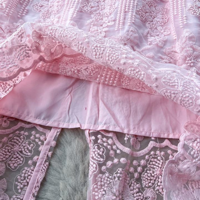 New Retro V-Neck Lace Embroidery Waist Wrapping for Slim Fashion Style Dress for Women