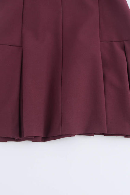 Turn Down Collar Short Sleeve Solid Color Bottom Pleated Casual Fashion Summer Mini Dress for Women