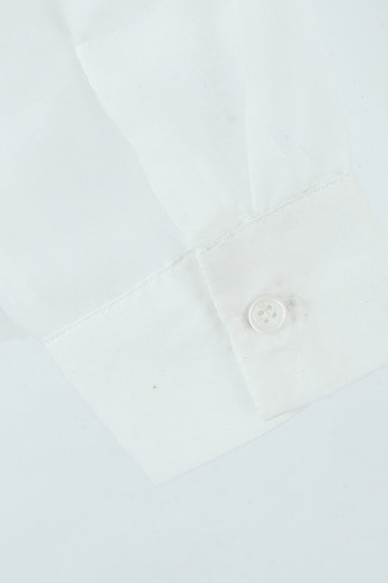 Blue White Color Buttons up Long Sleeve Turn Down Collar Casual Fashion Tops Blouse for Women
