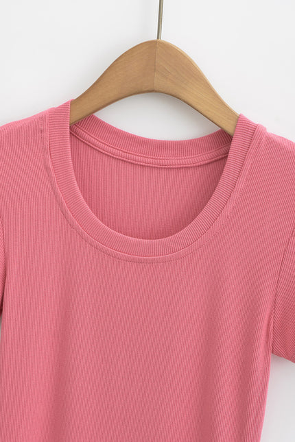 5 Colorway Crew Neck Short Sleeve Solid Color Knitted Casual Fashion Women's T-shirt