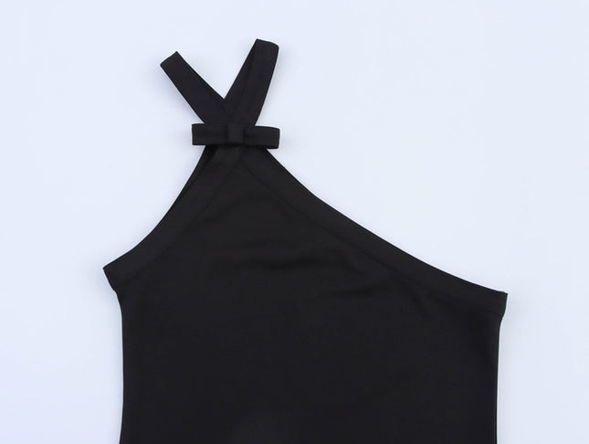 Asymmetrical Design Black Color Hot Sale Casual Fashion Women's tank Tops