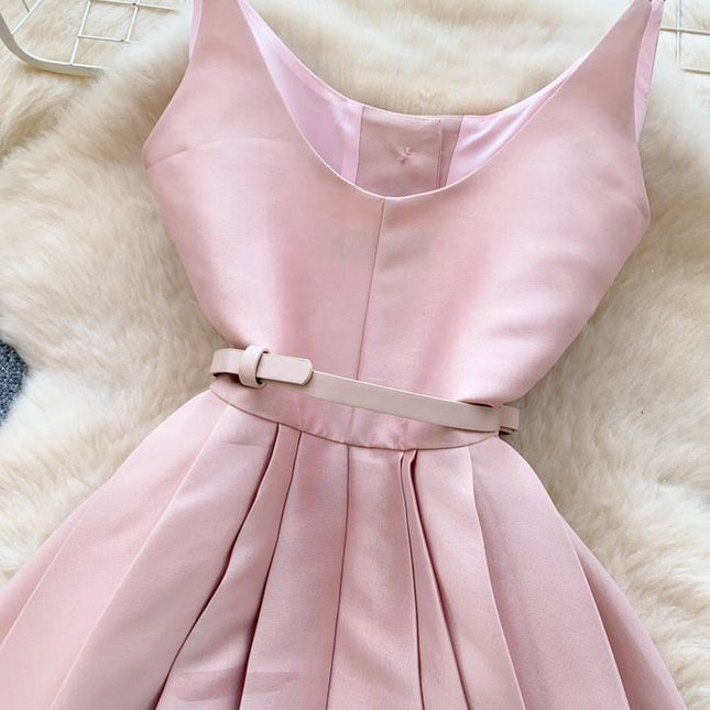 New Design Sense V-neck Backless Retro Solid Color Women's Casual Dress Prom Dress