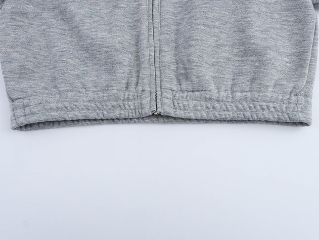 Turtleneck Collar Zipper Fly Long Sleeve Gray Color Casual Fashion Jacket for Women