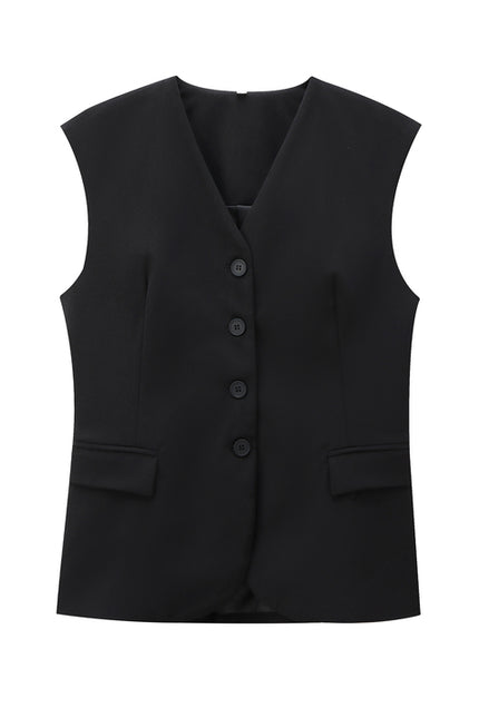 2 Colorway Solid Color Buttons up Casual Fashion Waistcoat Vest for Women