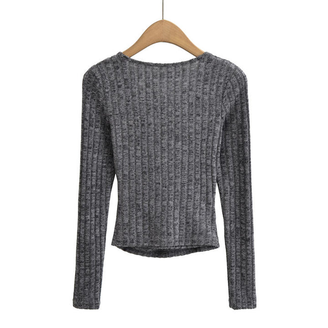 4 Colorway v Neck Long Sleeve Solid Color Casual Fashion Women t Shirt