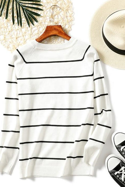 New Style Autumn Winter Women Sweater Striped Vintage Casual Elegant Knit Wear Female Pullovers Tops Korean O-neck Sweaters Lady