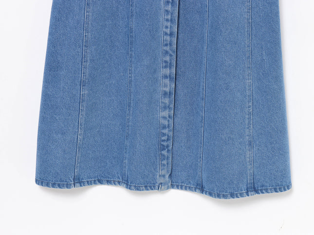 Crew Neck Long Sleeve Denim Blue Color Hot Sale Casual Fashion Long Jeans Dress for Women