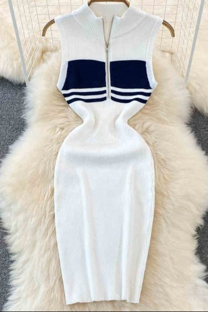 Striped Knit Vest Dress Summer Sexy Slim Tight Sleeveless Dresses