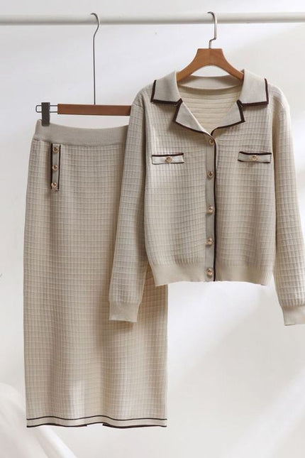 Fashion Clothing Sets Autumn Winter 2 Piece Set Lady Knitted Tops+Knitted Skirt Suit