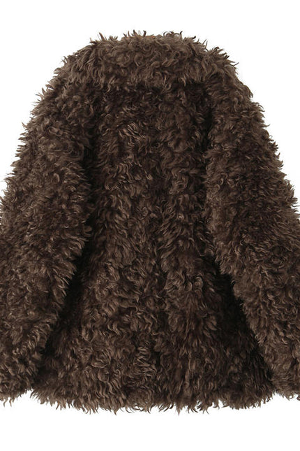 Brown Color Long Sleeve Notched Collar Single Breasted Casual Fashion Winter Jacket for Women