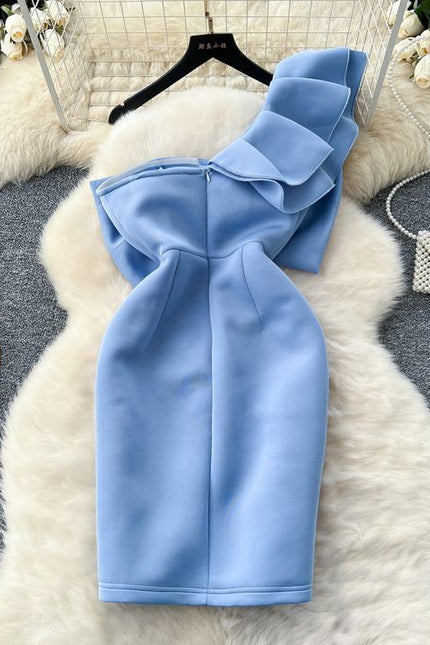 S-4xl Sexy Pure Desire Wind Bow Tie Single Shoulder Diagonal Neck Bra Wrap Hip Dress