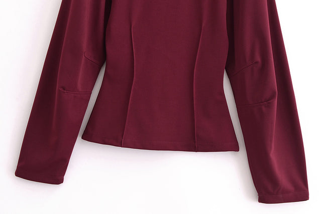 4 Colorway Solid Color Crew Neck Long Sleeve Casual Fashion Tops Blouse for Women