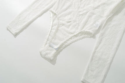 2 Colorway v Neck Long Sleeve Solid Color Floral Lace Casual Fashion Women's One Piece Jumpsuit