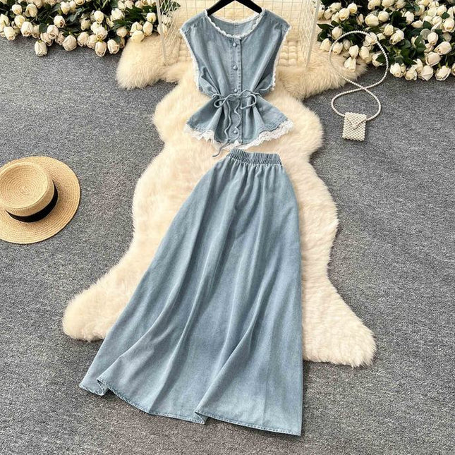 High Quality Summer Casual 2 Piece Set Women Top High Waist Printed Slim Set Wholesale