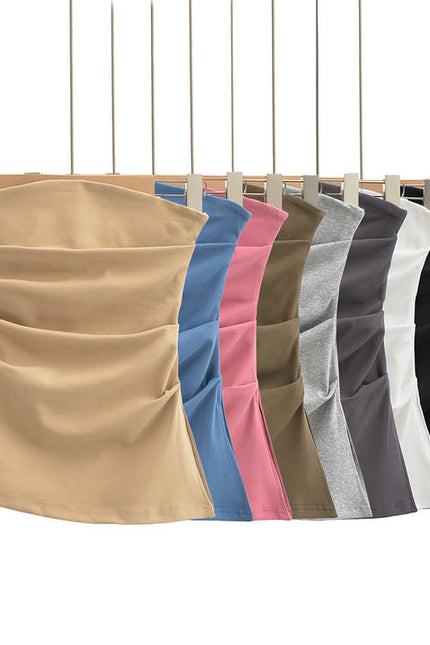 8 Colorway Strapless Pleated Zipper Fly Solid Color Casual Fashion Crop tank Tops for Women