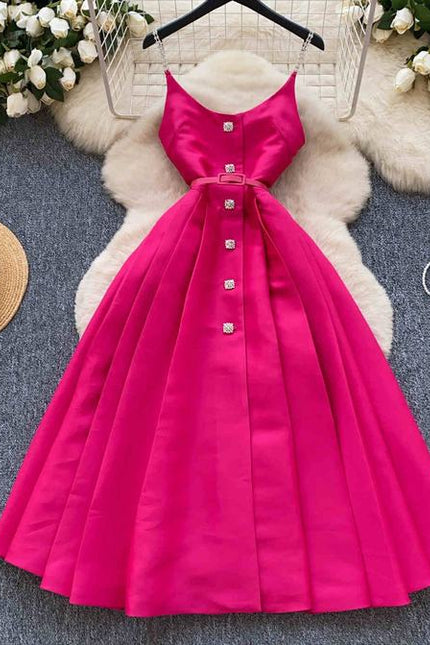 New Design Sense V-neck Backless Retro Solid Color Women's Casual Dress Prom Dress