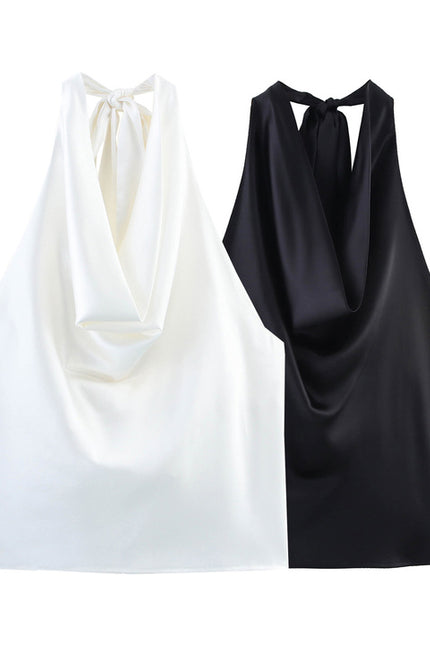 2 Colorway Back Hollow Out Solid Color Hot Sale Casual Fashion Halter tank Top for Women