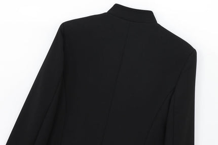 Standı yaka siyah renk kadınlar için tek göğüslü uzun kollu rahat moda ceket