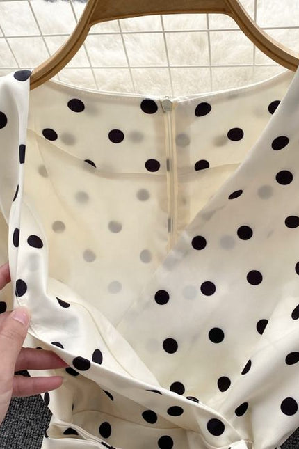 Summer Latest V Neck Short Sleeve Straight Casual Polka Dot Summer Dress