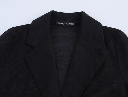 Single Button Long Sleeve Notched Collar Black Color Casual Fashion blazer Jacket for Women