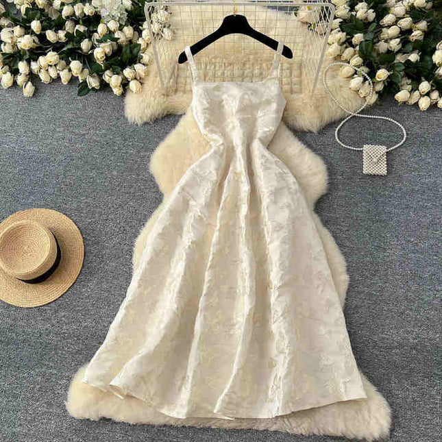 2024 New Design Sense Backless Retro Solid Color Women's Casual Dress Prom Dress