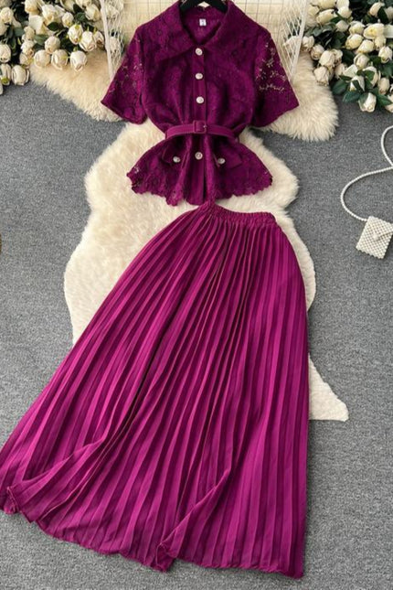 Kadın setleri yaz Ruffles üstleri pilili rahat etek seti Ropa toptan