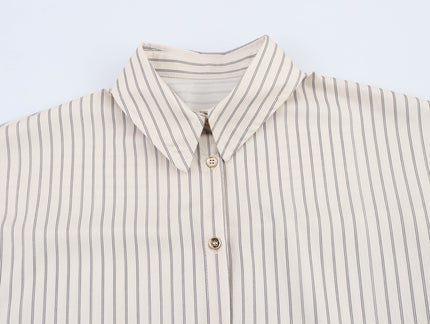 2 Colorway Turn Down Collar Long Sleeve Buttons up Striped Print Casual Fashion Tops Blouse for Women