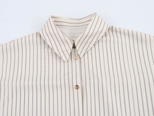 2 Colorway Turn Down Collar Long Sleeve Buttons up Striped Print Casual Fashion Tops Blouse for Women