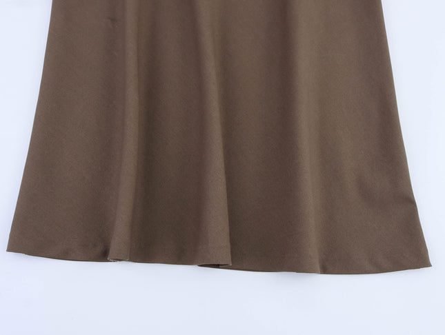 Brown Color Strapless Patchwork Design Hot Sale Casual Fashion Summer Long Dress for Women