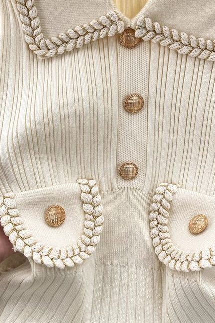 Women's New Fall Winter High-Grade Chic Waist Slimming Lapel Sweater Knitted Dress
