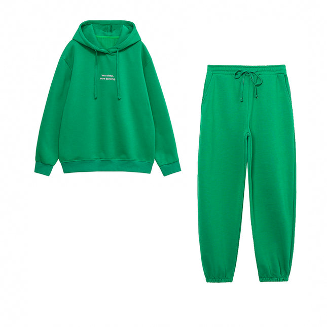 Letter Embroidery Long Sleeve Green Color Casual Fashion Women Sweatshirt Hoodie