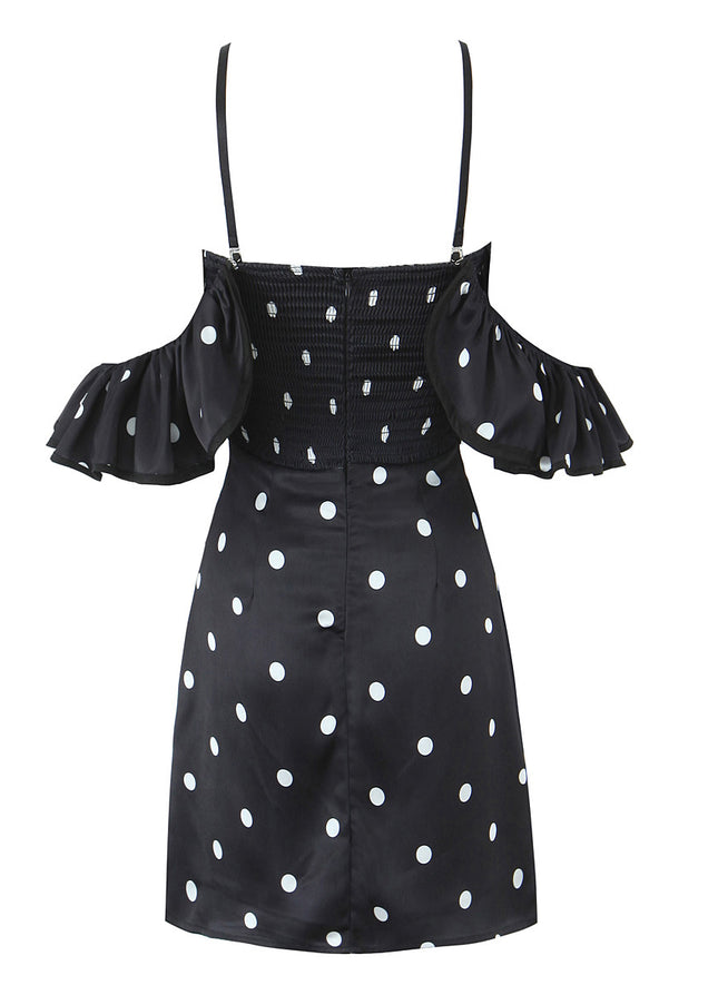 2 Colorway Short Sleeve Polka Dot Print Casual Fashion Summer Mini Dress for Women