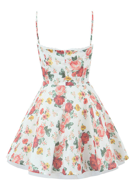 Floral Print Spaghetti Strap Multi Color Casual Fashion Cotton Ladies Mini slip Dress