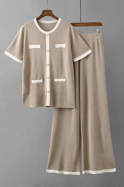 Women's Plus Size Suit Women's Sweater Loose High Waist Wide Leg Pants Fashion Two-piece Set