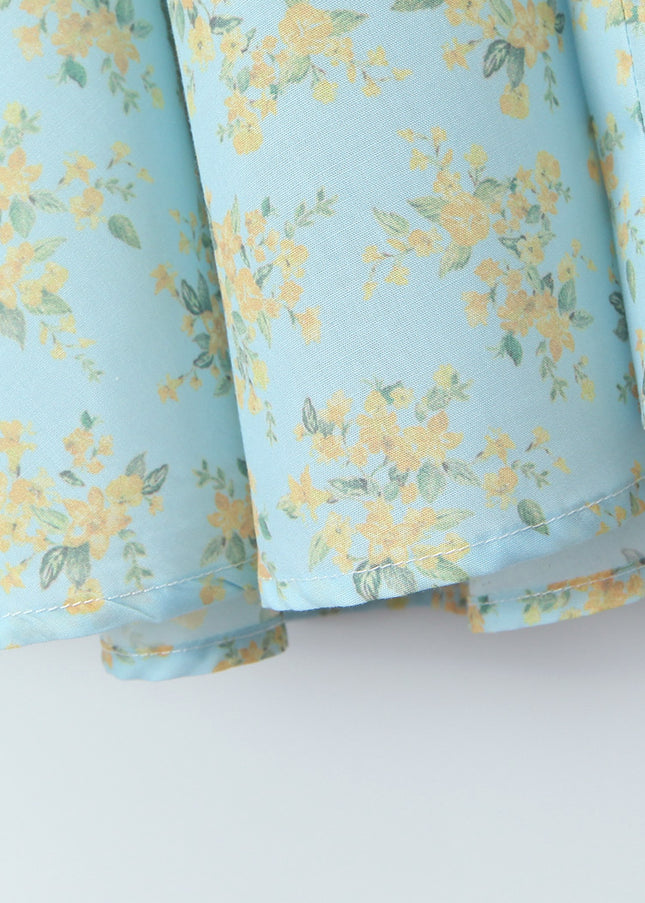 Floral Print Blue Color Sleeveless Hot Sale Casual Fashion Ladies Cotton Long Halter Dress