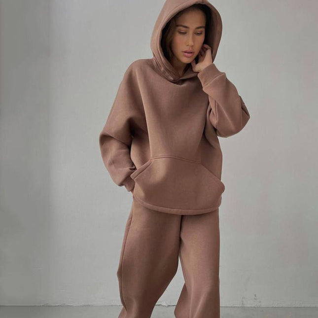 PASUXI Spring New Fashion Casual Suit Two Pieces of Loose Long Sleeve Hoodies Wide Leg Pants Sports Jogger Sets