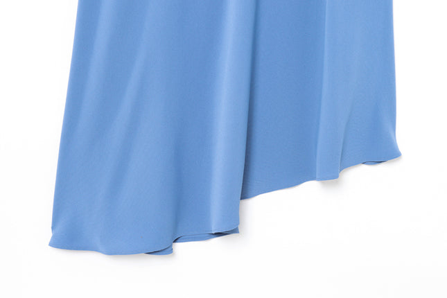 Asymmetrical Design Blue Color Sleeveless Casual Fashion Summer Long Dress for Women