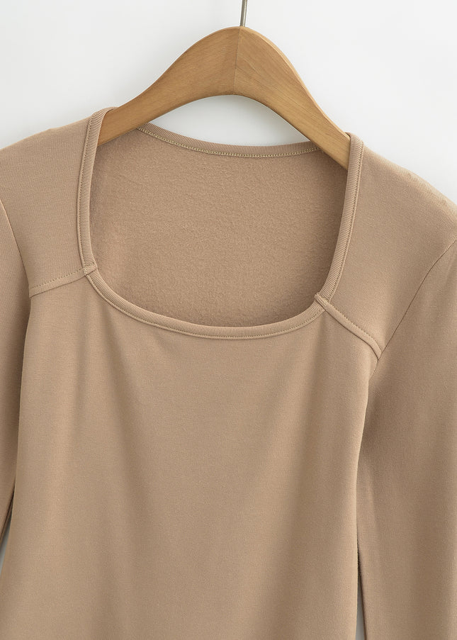 6 Colorway square Collar Solid Color Long Flare Sleeve With Slit Casual Fashion Women t Shirt