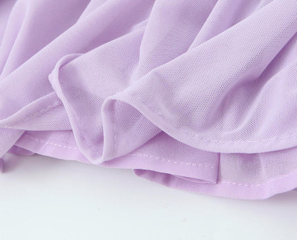 Purple Color Front Bow Tie Sleeveless Slash Neck Casual Fashion Ladies Mini Dress