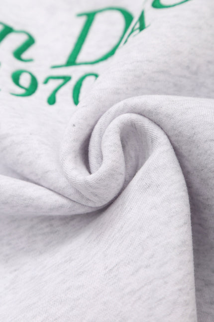 Crew Neck Gray Color Letter Embroidery Long Sleeve Casual Fashion Women Sweatshirt