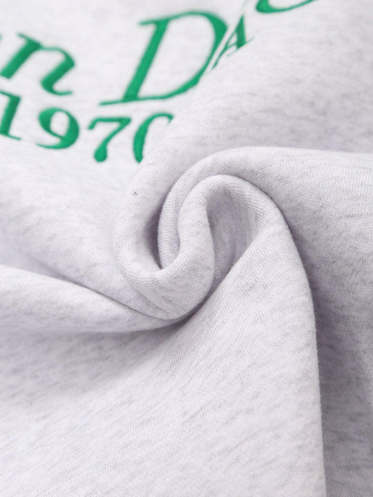 Crew Neck Gray Color Letter Embroidery Long Sleeve Casual Fashion Women Sweatshirt