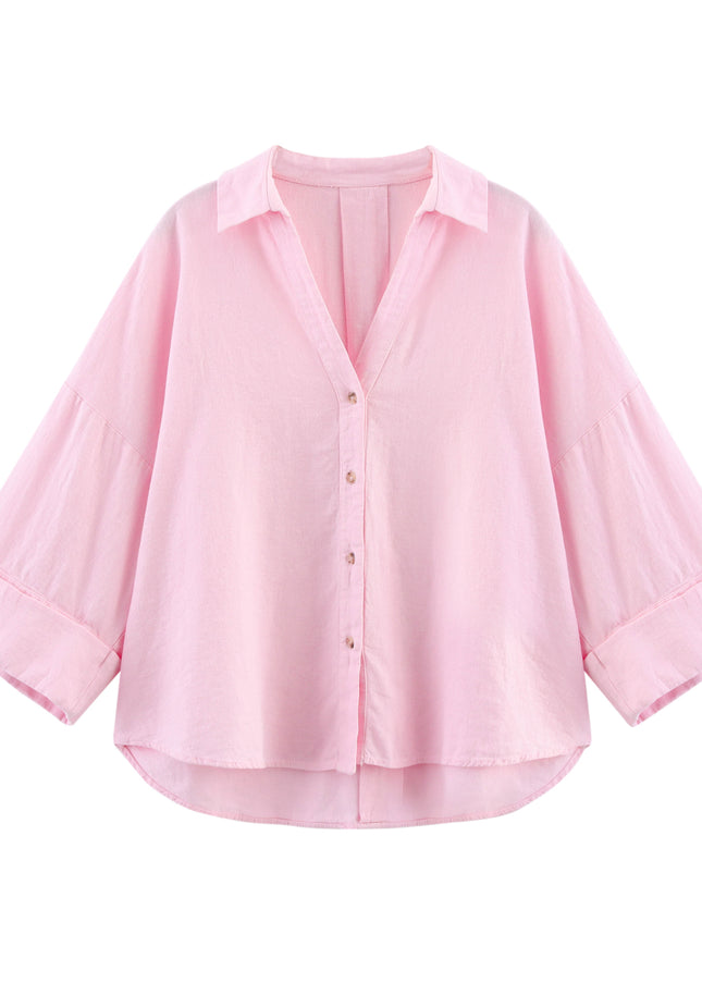 5 Colorway Buttons up Turn Down Collar Long Sleeve Casual Fashion Tops Blouse for Women