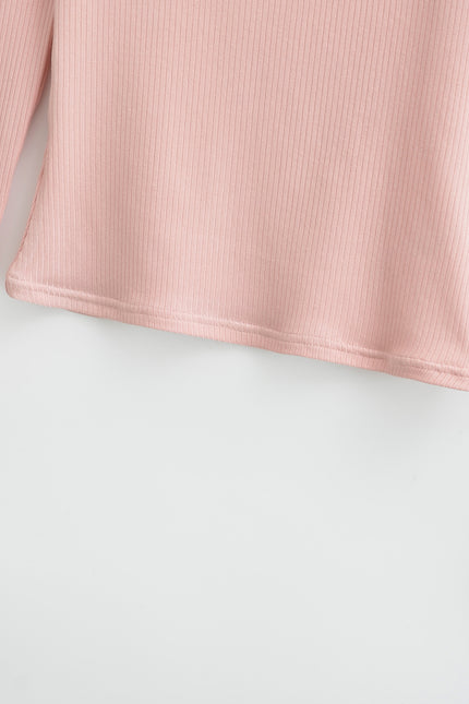 3 Colorway Solid Color Long Sleeve Knitted Crew Neck Casual Fashion Women t Shirt